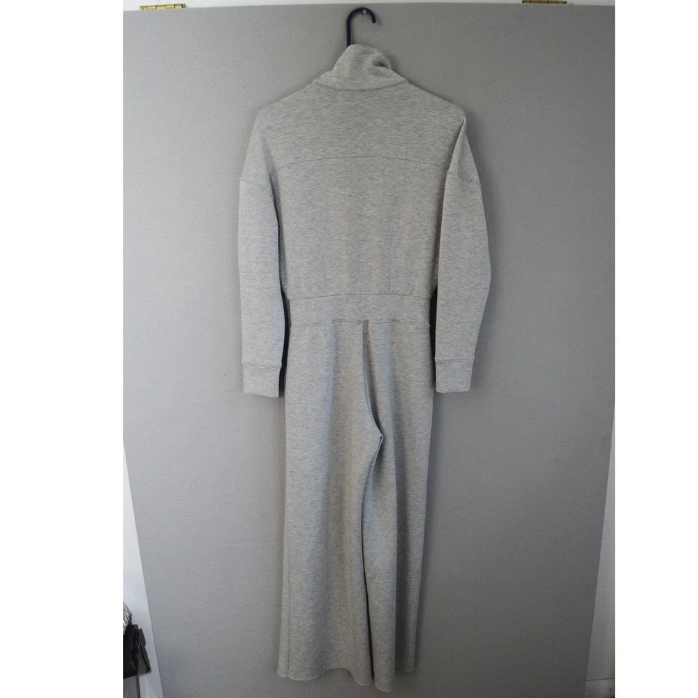 Spanx AirEssentials Jumpsuit XS Petite Gray Half Zip Wide Leg Women Loungewear